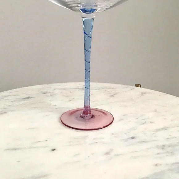 Anthropologie Coupe Glasses Handpainted Handblown Set Of Four New In Box NWT - Picture 7 of 9